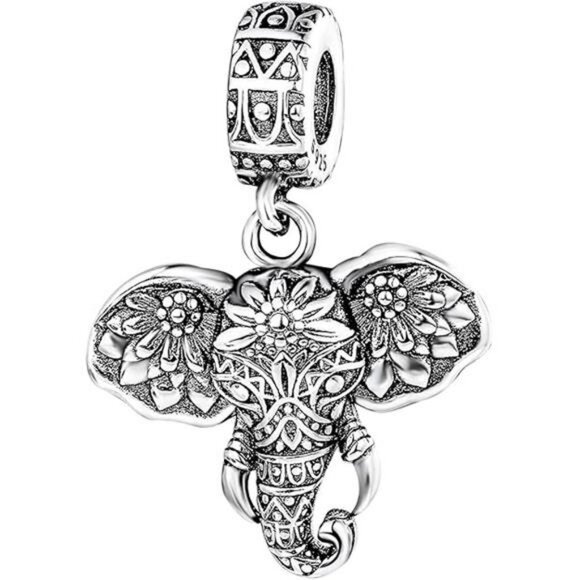 925 sterling silver lucky elephant charm bead fits Pandora bracelet necklace jew - Picture 8 of 8